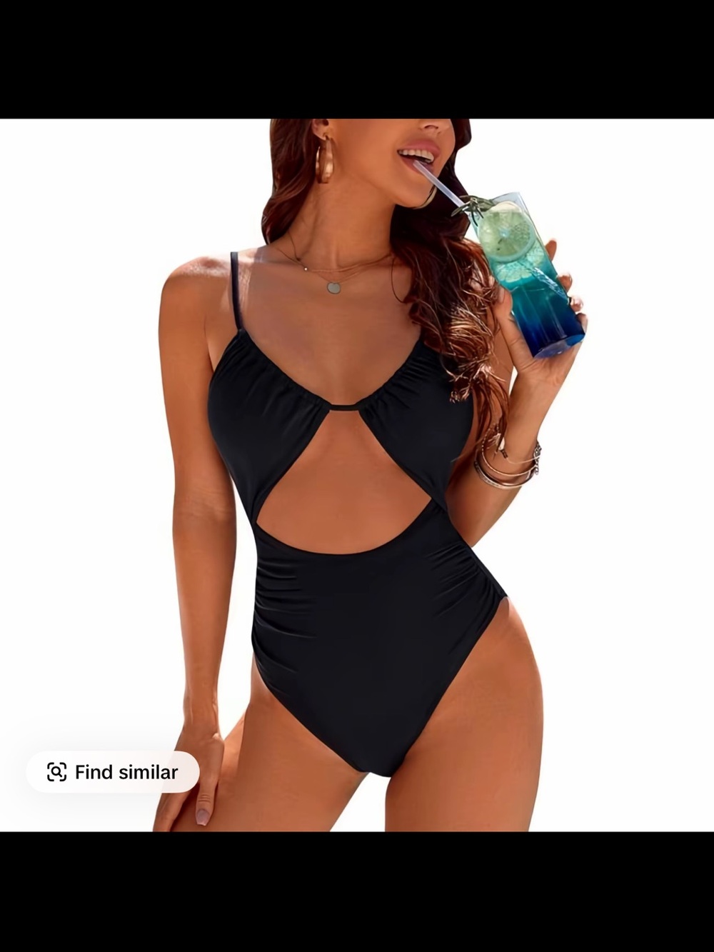 NWT Black Cutout One-Piece Swimsuit